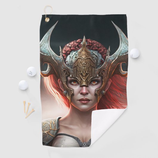 Beauful Red Haire Nordic Warrior Golfhanddoek (Insitu)