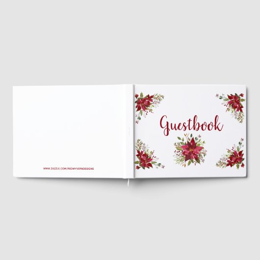 Beauful Red Poinsettias Guestbook Gastenboek (Volledig)