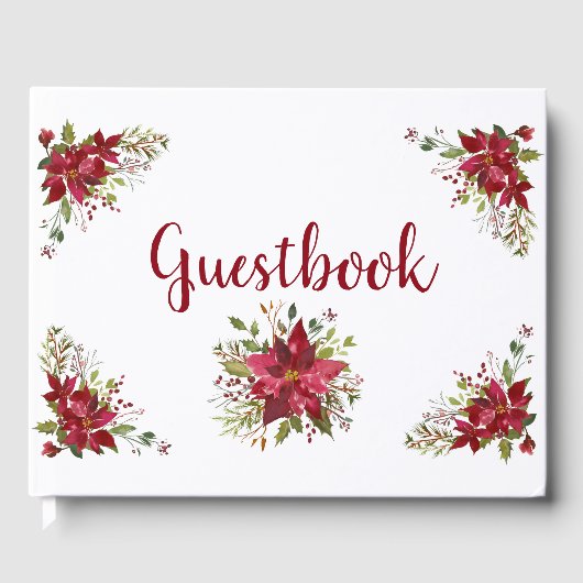 Beauful Red Poinsettias Guestbook Gastenboek (Voorkant)