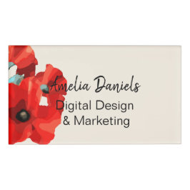 Beauful Red Poppy ID-badge Naambadge