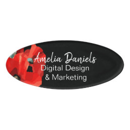 Beauful Red Poppy ID-badge Naambadge