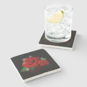 Beauful Red Rose Sketch Stone Onderzetter (Zijkant)