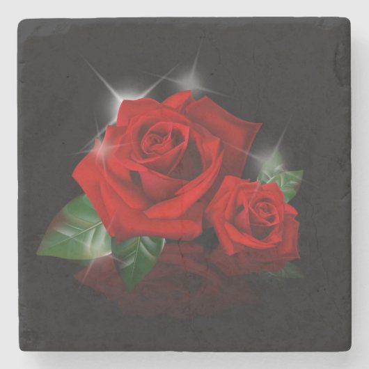 Beauful Red Rose Sketch Stone Onderzetter (Voorkant)