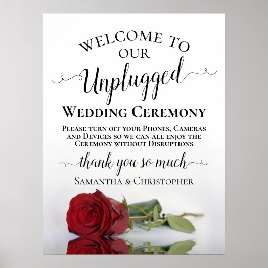 Beauful Red Rose Unplugging Wedding Ceremony Poster (Voorkant)