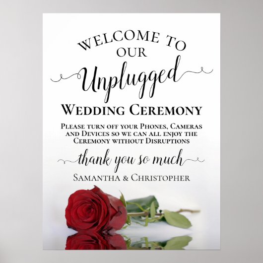 Beauful Red Rose Unplugging Wedding Ceremony Poster (Voorkant)