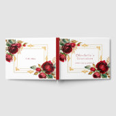 Beauful Red Roses Gold Filigree Quinceañera Gastenboek (Volledig)