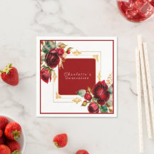 Beauful Red Roses Gold Filigree Quinceañera