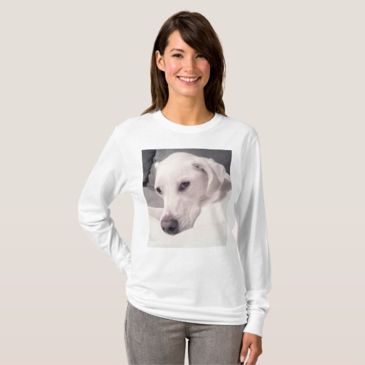Beauful Regal White Labrador Mix Dog Grey T-Shir T-shirt (Voorkant volledig)