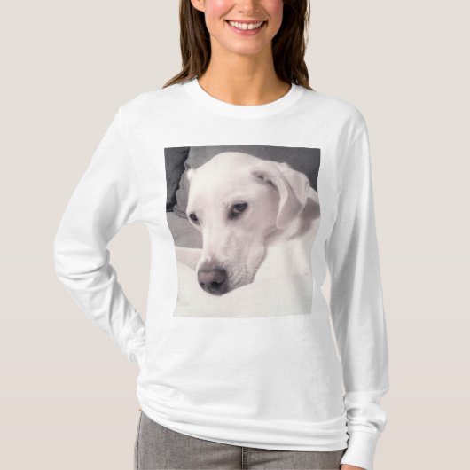 Beauful Regal White Labrador Mix Dog Grey T-Shir T-shirt (Voorkant)