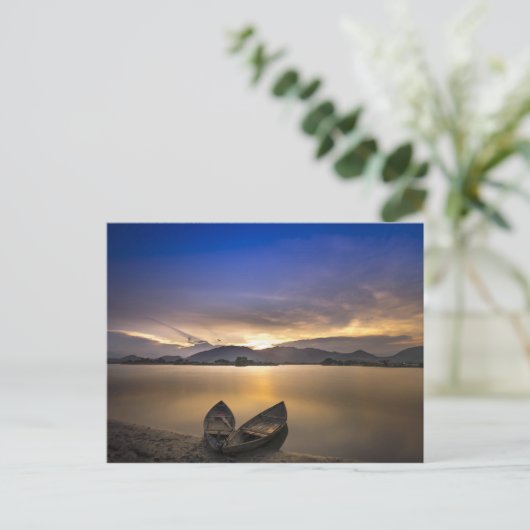 Beauful Rowbots Water Sunrise Foto Briefkaart (Staand voorkant)