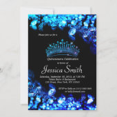 Beauful Royal Blue Diamond Quinceañera Invite Kaart (Voorkant)