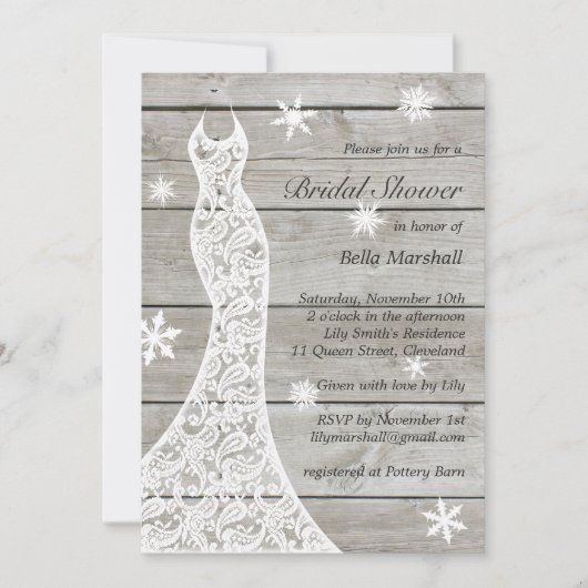 Beauful Rustic Winter Bridal Shower Kaart (Voorkant)
