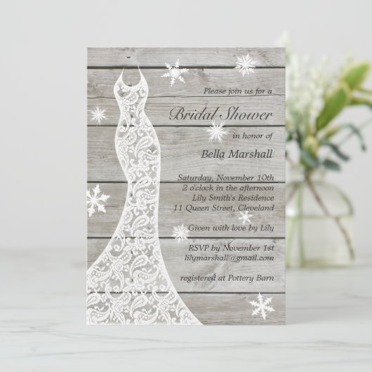 Beauful Rustic Winter Bridal Shower Kaart (Staand voorkant)