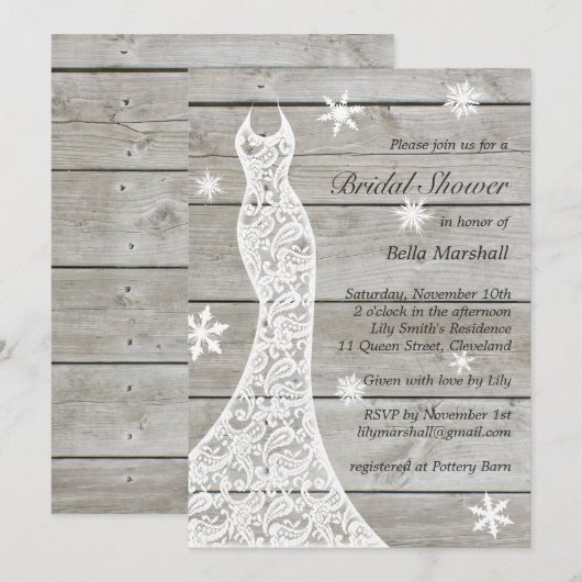 Beauful Rustic Winter Bridal Shower Kaart (Voorkant / Achterkant)
