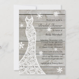 Beauful Rustic Winter Bridal Shower Kaart