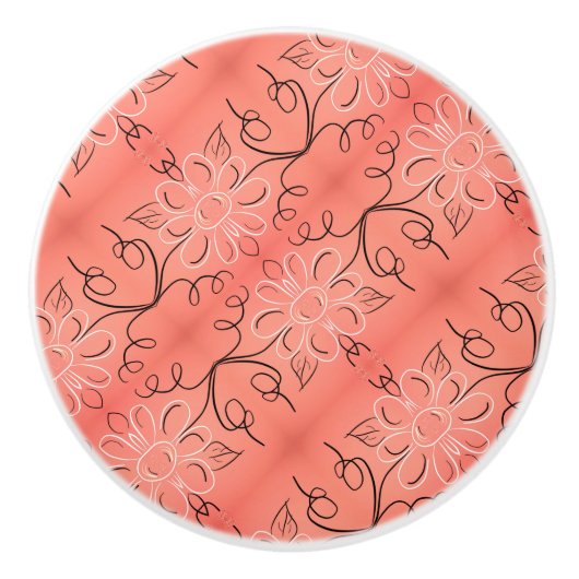 Beauful Rusty Coral Floral Handle Keramische Knop (Voorkant)