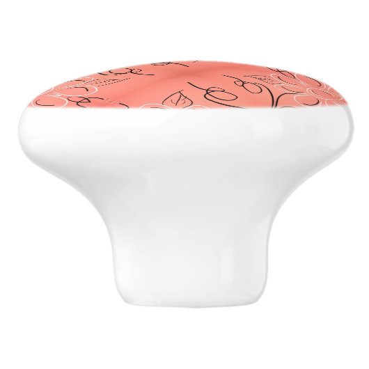 Beauful Rusty Coral Floral Handle Keramische Knop (Zijkant)