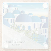 Beauful Santorini Griekenland Glazen Onderzetter (Achterkant)