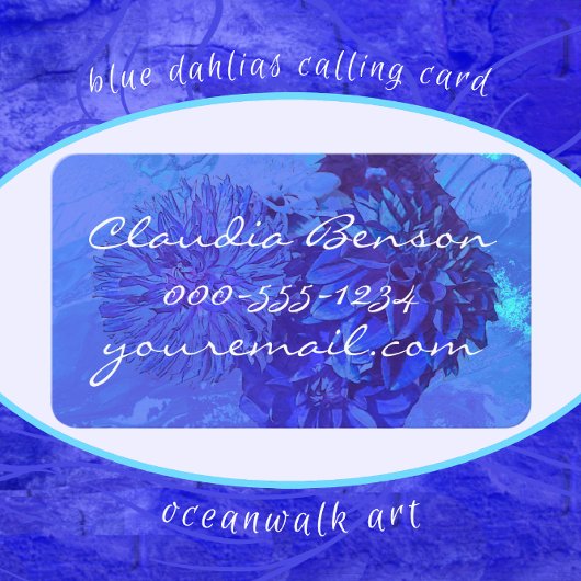 Beauful Sapphire Blue Dahlia Flower Visitekaartje