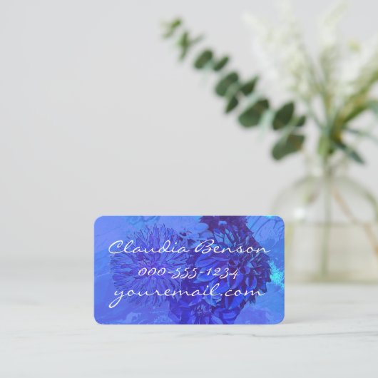 Beauful Sapphire Blue Dahlia Flower Visitekaartje (Staand voorkant)