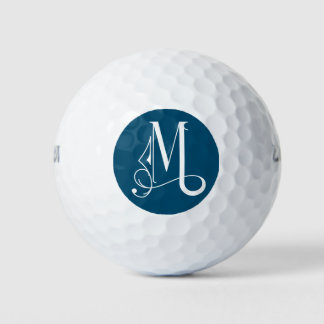 Beauful Scroll Monogram Letter M Golf Ball Golfballen