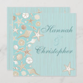 Beauful Seashell Beach bruiloft-uitnodiging Kaart (Voorkant / Achterkant)