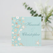 Beauful Seashell Beach bruiloft-uitnodiging Kaart (Staand voorkant)