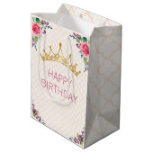 Beauful Shabby Floral Chic Birthday Medium Cadeauzakje (Achterkant Gekanteld)
