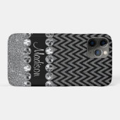 Beauful Silver Chevron Glitter Jewels Elegant Case-Mate iPhone Case (Achterkant (horizontaal))