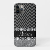 Beauful Silver Chevron Glitter Jewels Elegant Case-Mate iPhone Case (Achterkant)