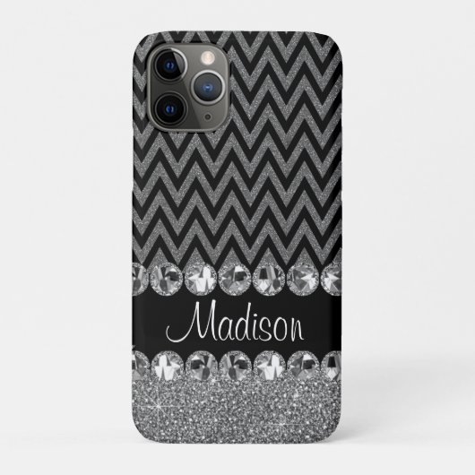 Beauful Silver Chevron Glitter Jewels Elegant Case-Mate iPhone Case (Achterkant)