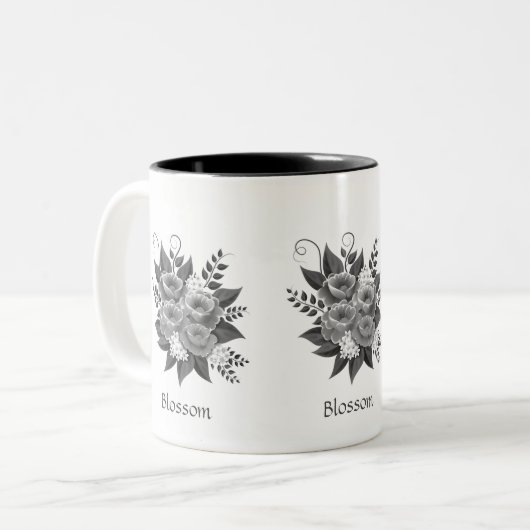 Beauful Silver Flower Bouquet Tweekleurige Koffiemok (Voorkant links)