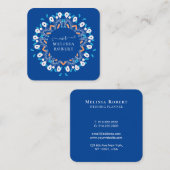 Beauful Sky Blue Floral Mandala Marble Vierkante Visitekaartje (Voorkant / Achterkant)