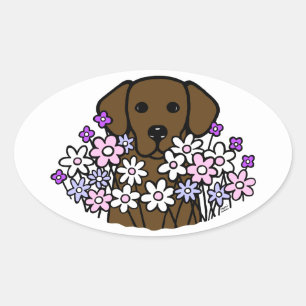Beauful Soul Chocolate Labrador Illustratie 2 Ovale Sticker