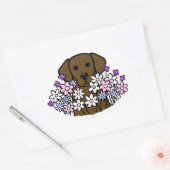 Beauful Soul Chocolate Labrador Illustratie 2 Ovale Sticker (Envelop)