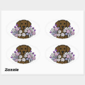 Beauful Soul Chocolate Labrador Illustratie 2 Ovale Sticker (Vel)