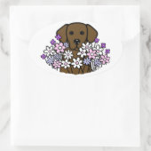 Beauful Soul Chocolate Labrador Illustratie 2 Ovale Sticker (Tas)