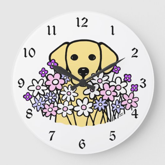 Beauful Soul Yellow Labrador Illustratie 2 Grote Klok (Voorkant)