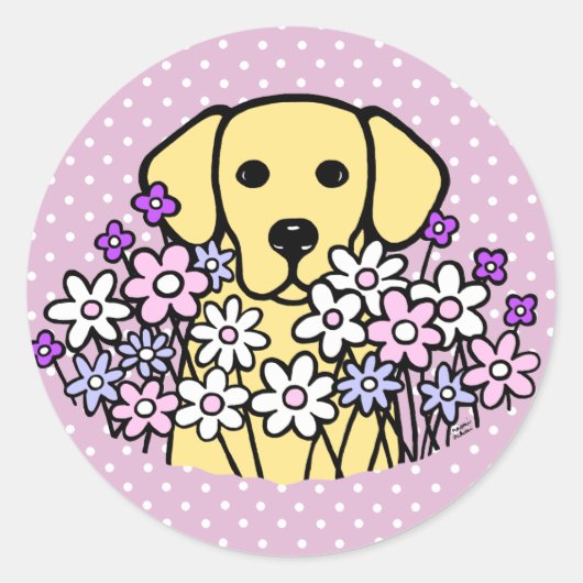 Beauful Soul Yellow Labrador Illustratie 2 Ronde Sticker (Voorkant)