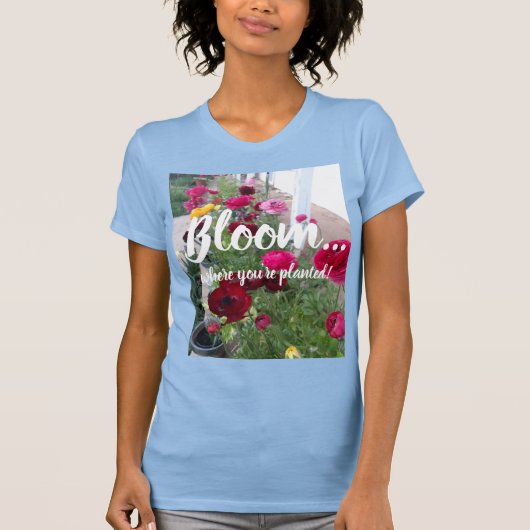 Beauful Spring Flowers Bloom Womans blue T Shirt (Voorkant)