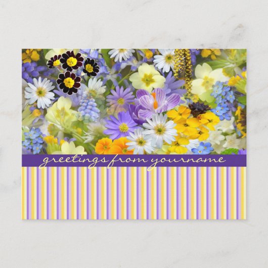 Beauful Spring Flowers Collage Violet Yellow Briefkaart (Voorkant)