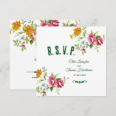Beauful Spring Flowers Wedding RSVP Kaart (Voorkant / Achterkant)