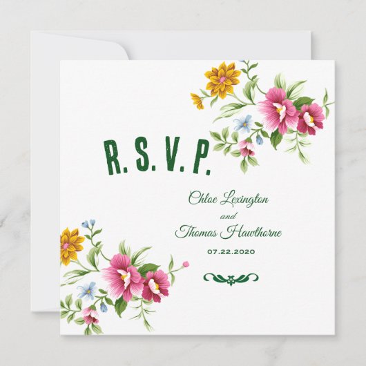Beauful Spring Flowers Wedding RSVP Kaart (Voorkant)