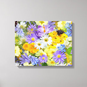 Beauful Spring Flowers Wrapped Canvas Afdruk