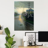 Beauful Stormy Street Scene Ai Art Poster (Thuiskantoor)