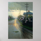 Beauful Stormy Street Scene Ai Art Poster (Voorkant)