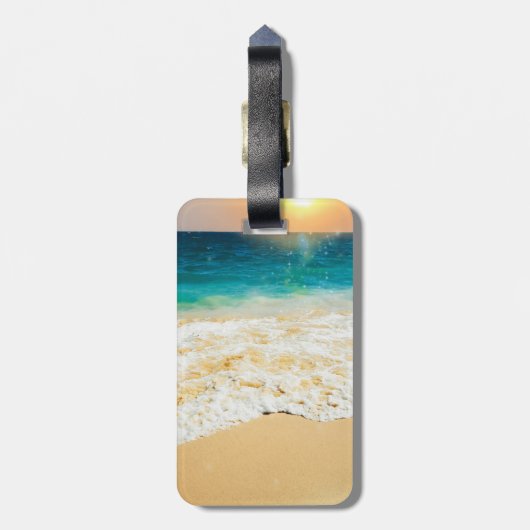 Beauful Summer Beach Sunset Foto Bagagelabel (Achterkant verticaal)