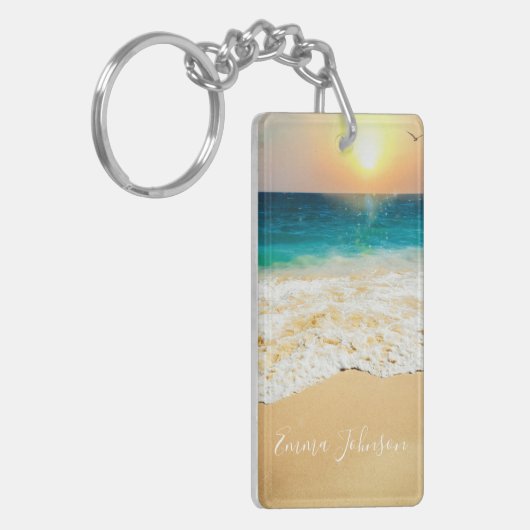Beauful Summer Beach Sunset Foto Sleutelhanger (Voorkant Links)