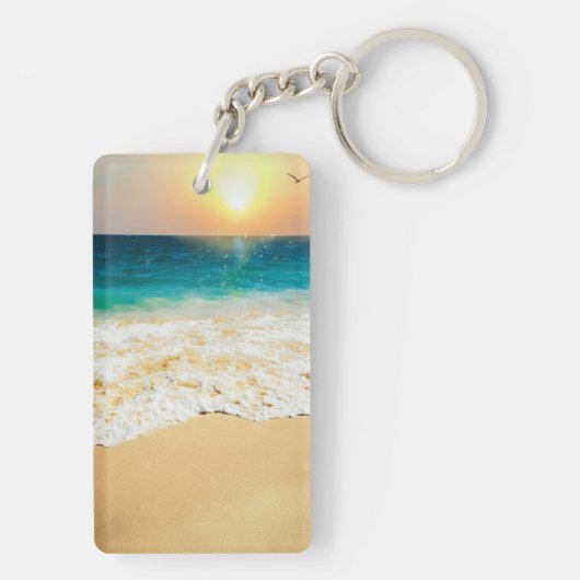 Beauful Summer Beach Sunset Foto Sleutelhanger (achterkant)