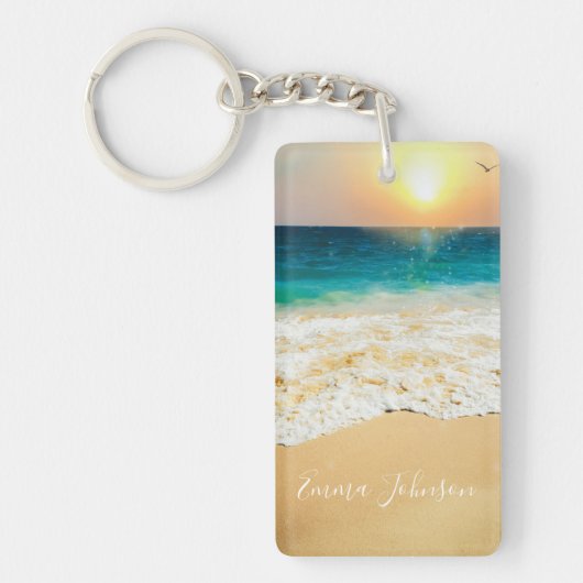Beauful Summer Beach Sunset Foto Sleutelhanger (Voorkant)
